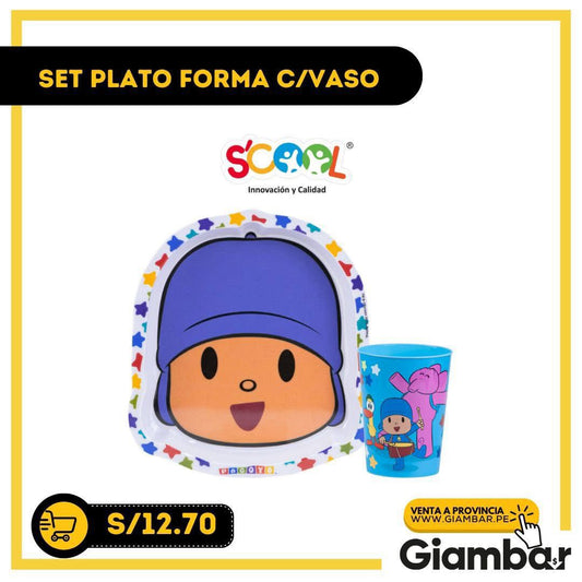 SET PLATO FORMA C/VASO POCOYO