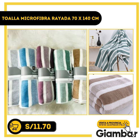TOALLA MICROFIBRA RAYADA 70 X 140CM